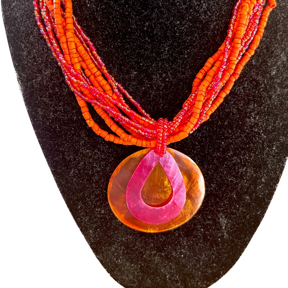 Beautiful Peach and pink beaded necklace